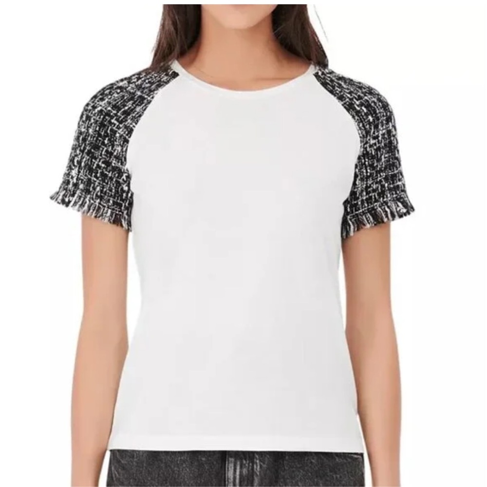 Maje Black and White Crop Top